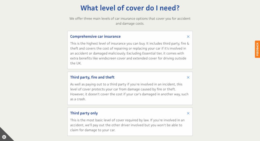 types of car insuranse coverage